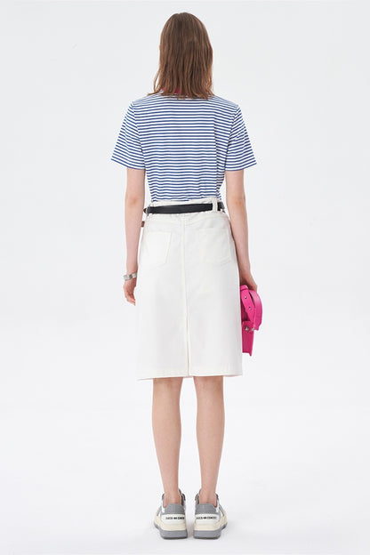 SELFWHO Retro Short-Sleeved Striped T-Shirt