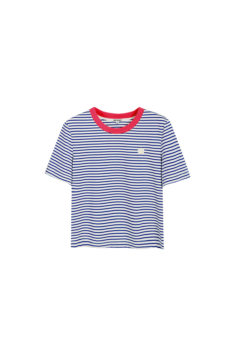 SELFWHO Retro Short-Sleeved Striped T-Shirt