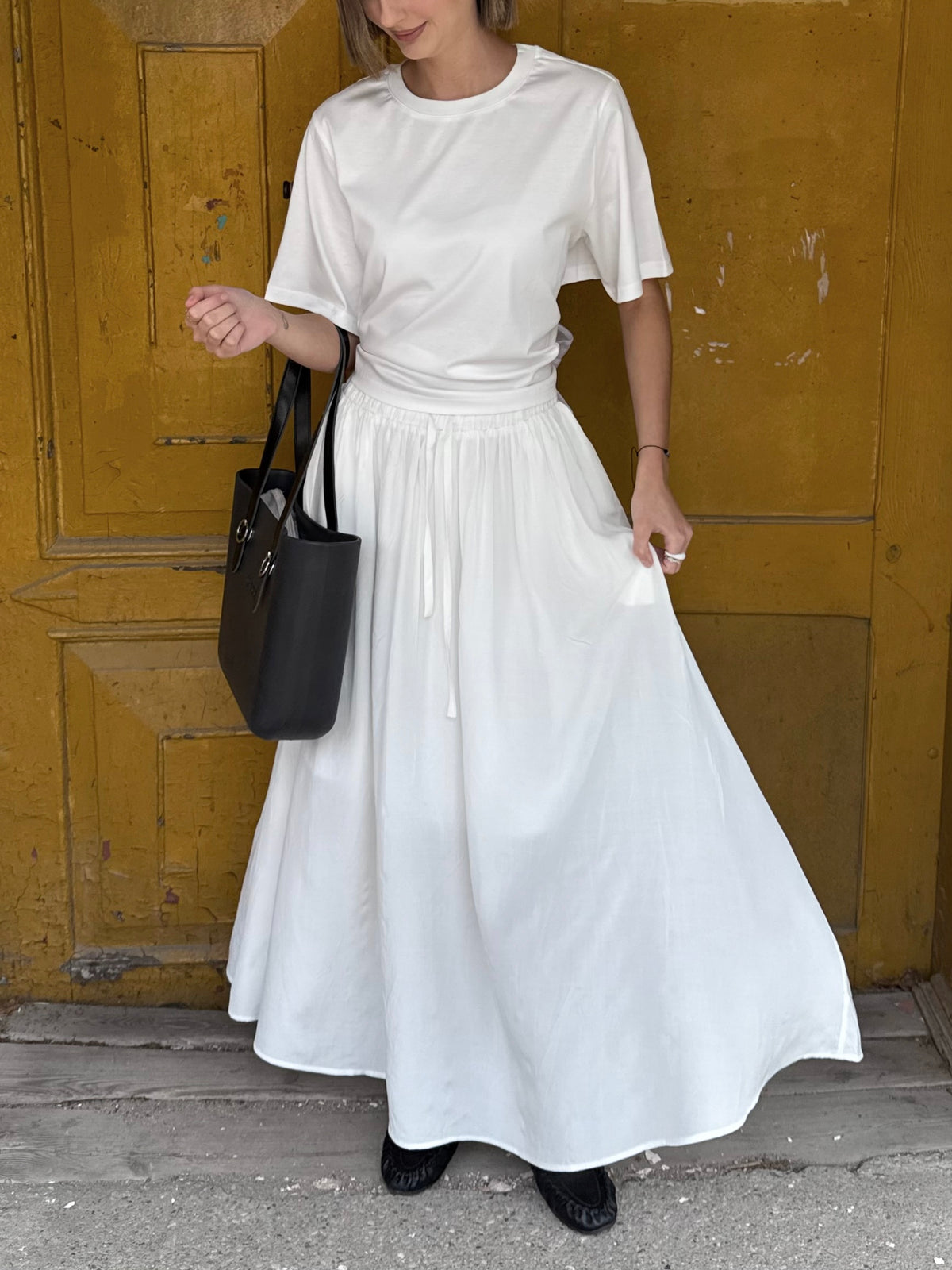New cotton petal-shaped A-line Top