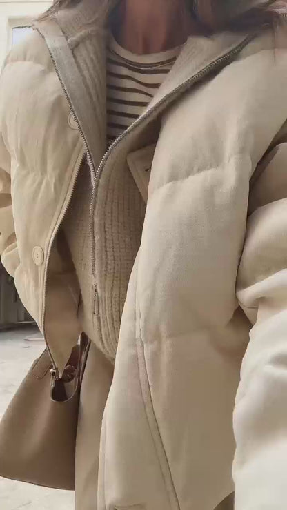 White duck down short down jacket woolen vest two piece set