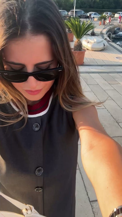 SELFWHO Wool Blend Sleeveless Grey Dress