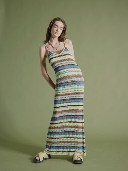 SELFWHO Knitted Striped Dress