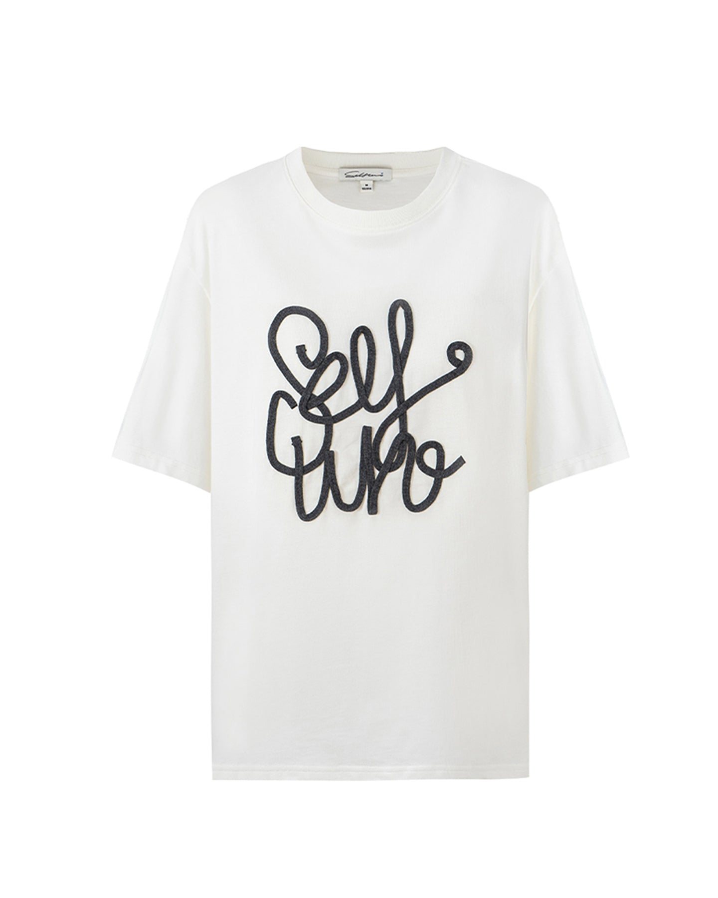 Hand-Embroidered Solid Color T-Shirt