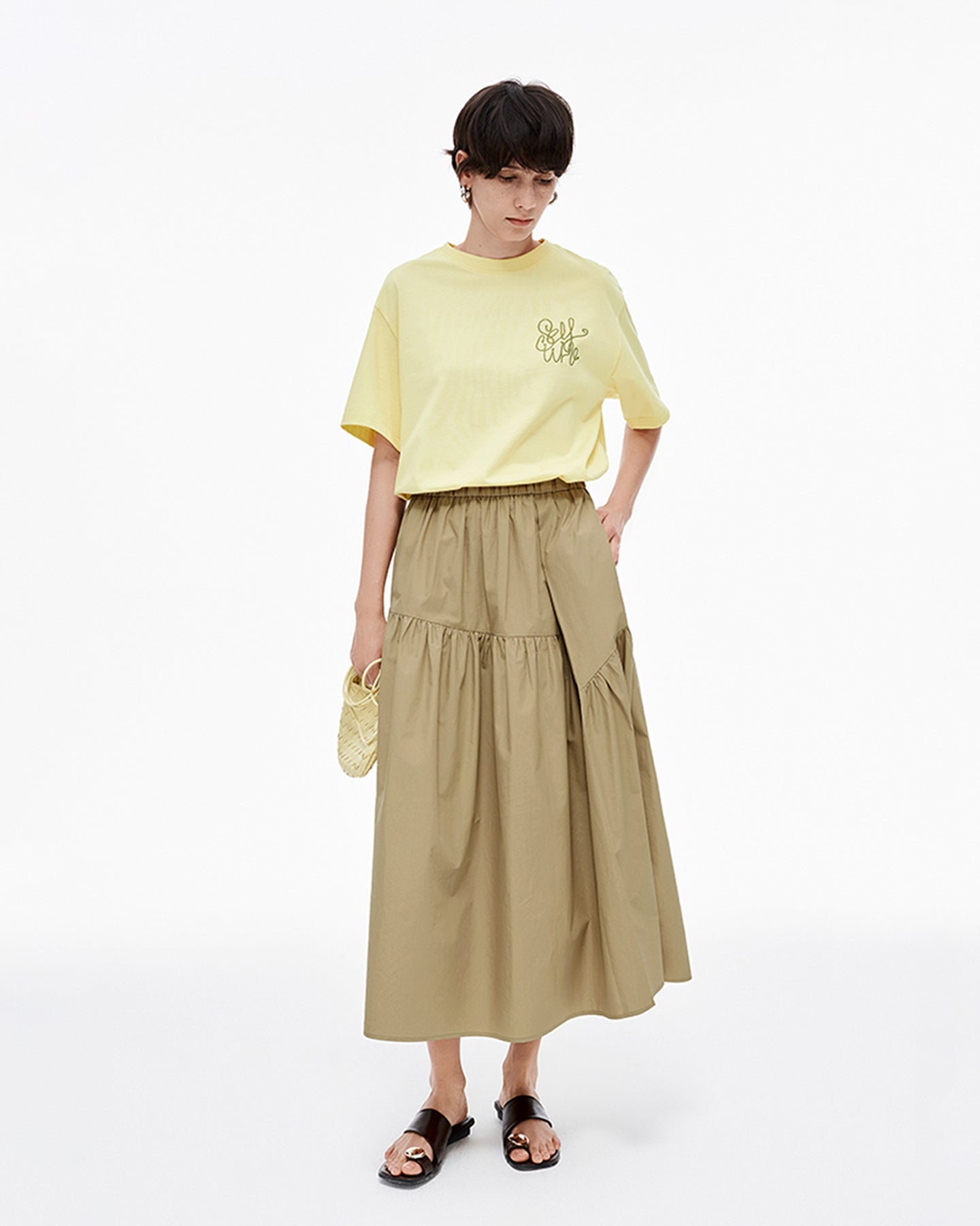 Casual Loose Cotton Khaki Skirt
