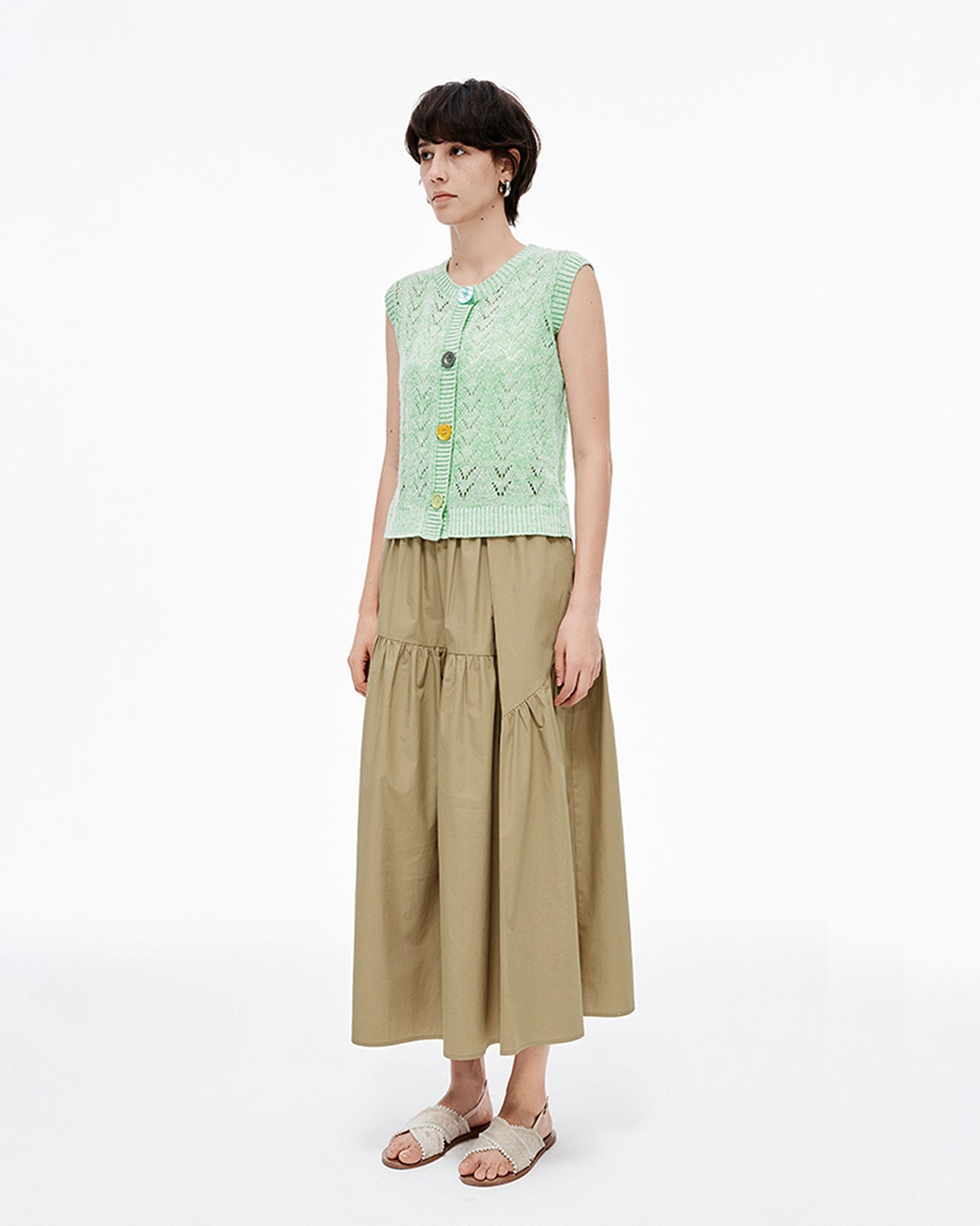 Casual Loose Cotton Khaki Skirt