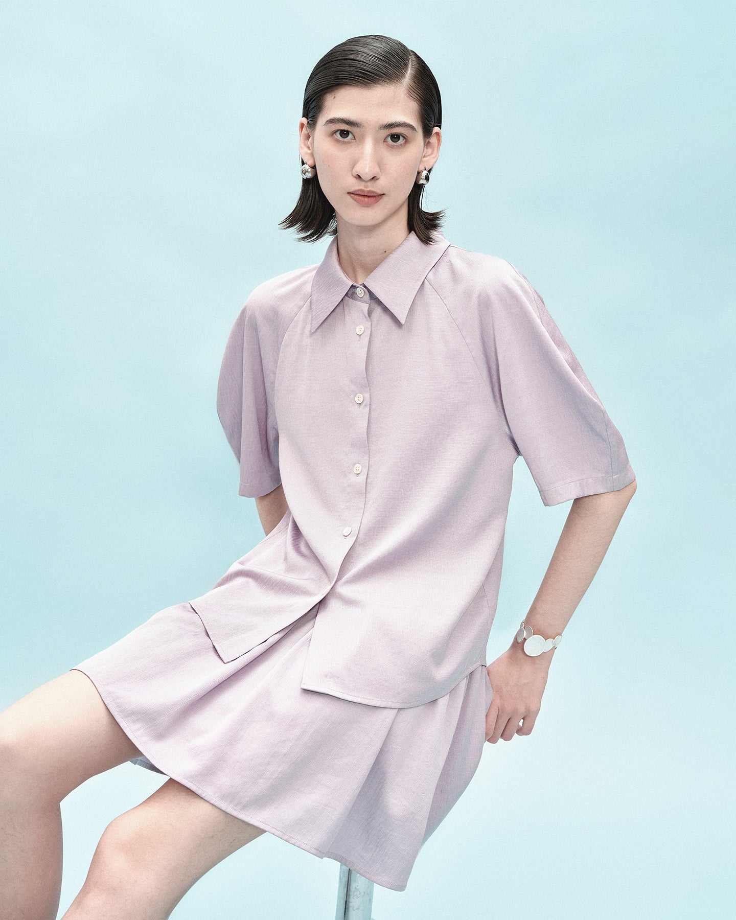 Acetate Tencel Blended Raglan Sleeve Shirt