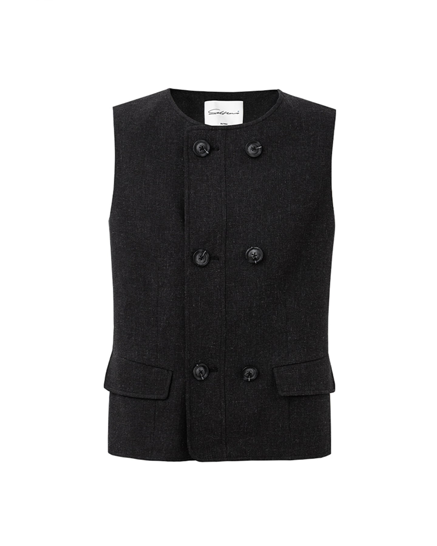 Linen blend suit vest, skirt suit