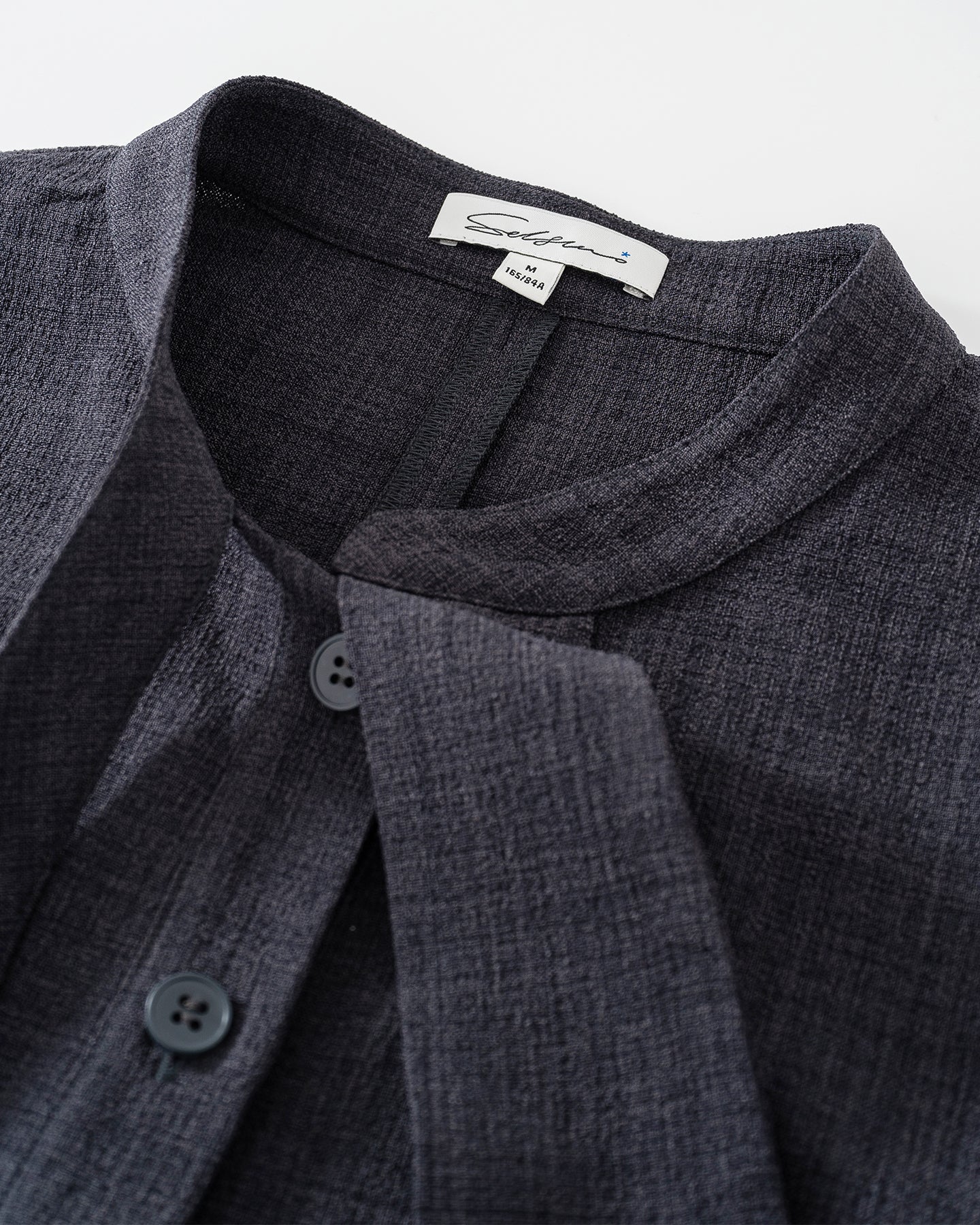 Faux Linen Dark Grey Floating Neck Dress