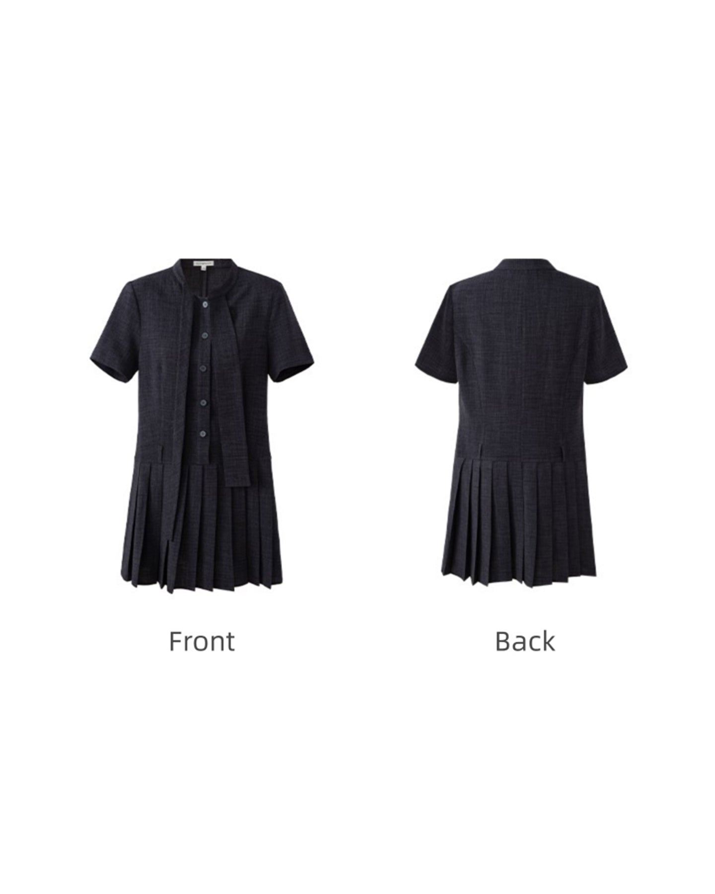 Faux Linen Dark Grey Floating Neck Dress