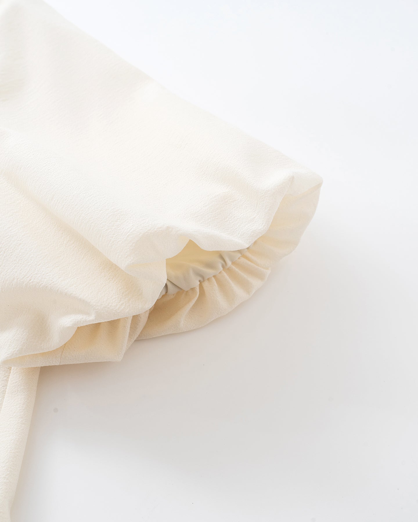 Acetate Blend French Puff Sleeve Ribbon Dress