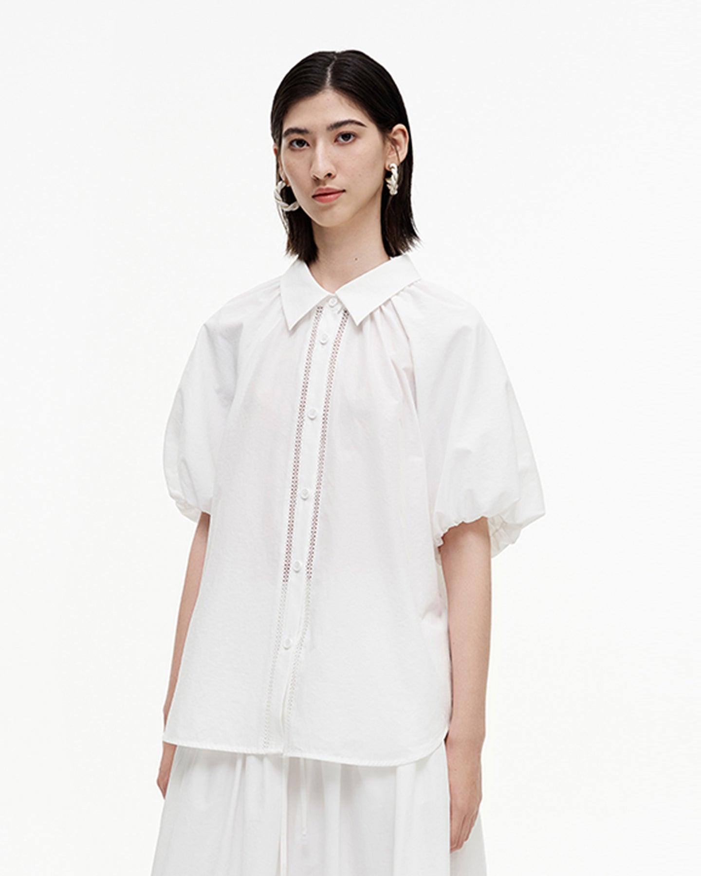 Hollow lace stitching skirt + top set