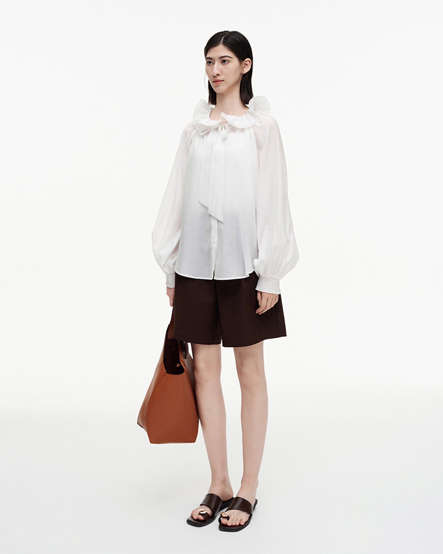 Meconopsis series lotus leaf collar shirt