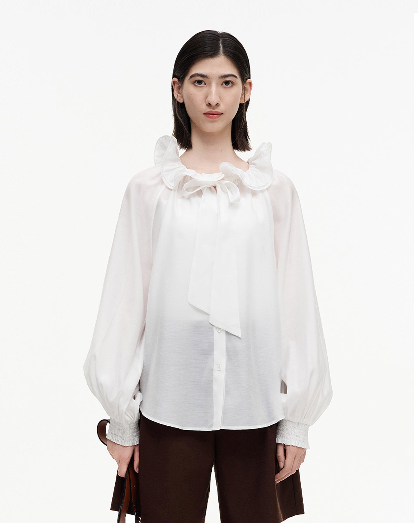 Meconopsis series lotus leaf collar shirt