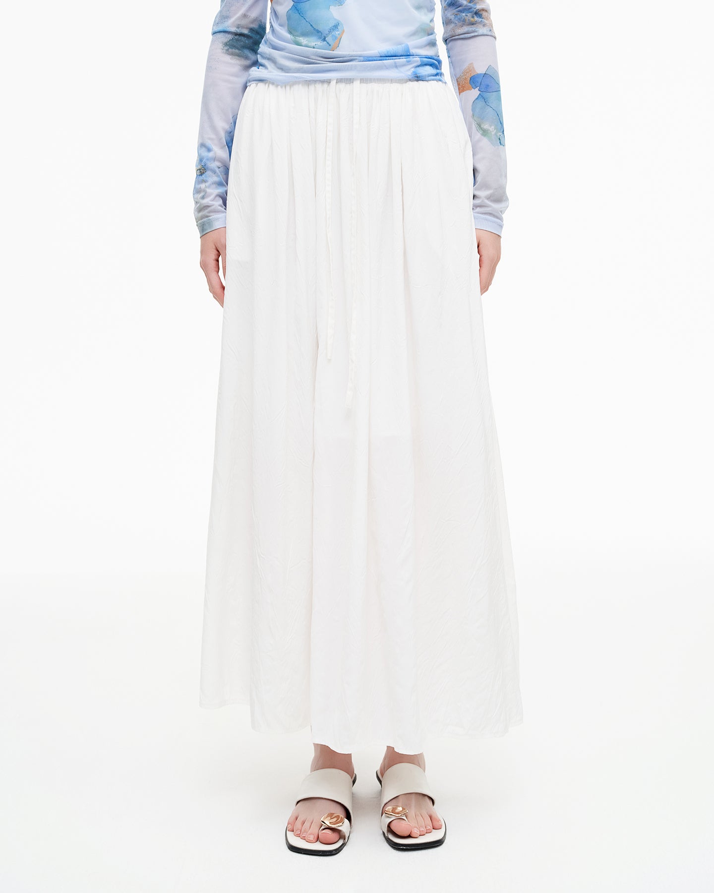 Meconopsis series pleated drawstring skirt